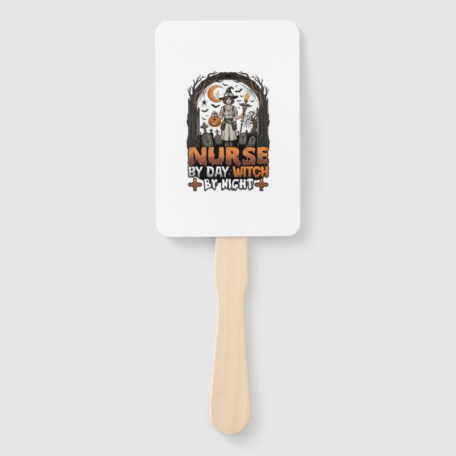 Nurse Day Witch Night Halloween Cemetery Pumpkin_1 Hand Fan (Front)