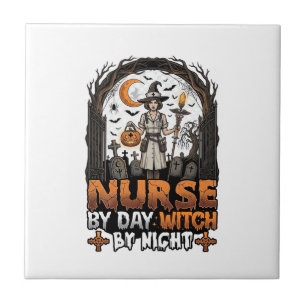 Nurse Day Witch Night Halloween Cemetery Pumpkin_1 Tile