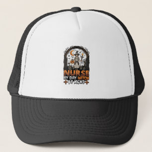 Nurse Day Witch Night Halloween Cemetery Pumpkin_1 Trucker Hat