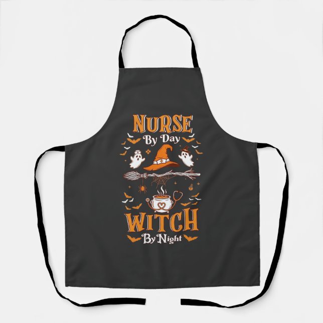 Nurse Day Witch Night Halloween Hat Ghosts Apron (Front)