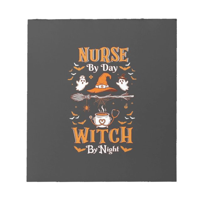 Nurse Day Witch Night Halloween Hat Ghosts Notepad (Front)