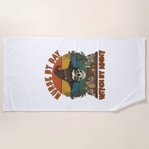 Nurse Day Witch Night Halloween Skull Potions_1 Beach Towel