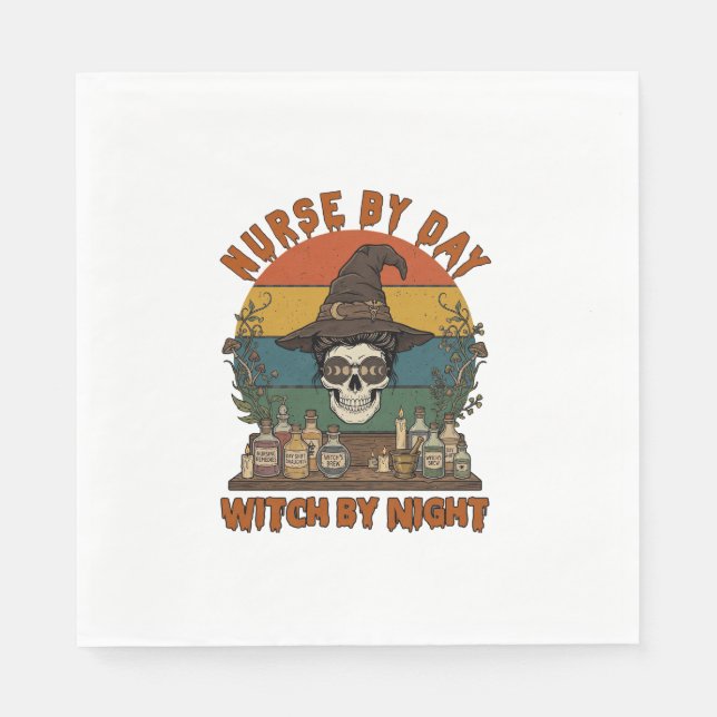 Nurse Day Witch Night Halloween Skull Potions_1 Napkin (Front)