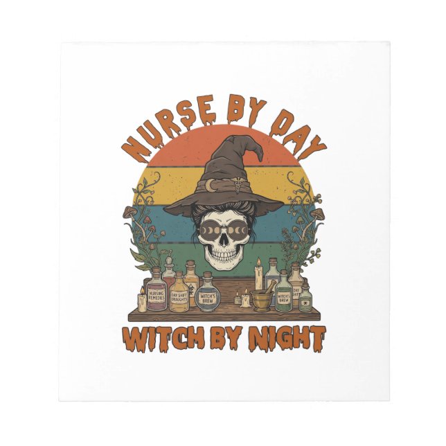 Nurse Day Witch Night Halloween Skull Potions_1 Notepad (Front)