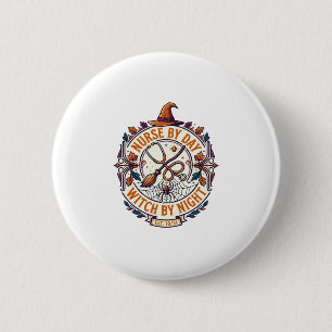 Nurse Day Witch Night Halloween Stethoscope Broom_ 6 Cm Round Badge
