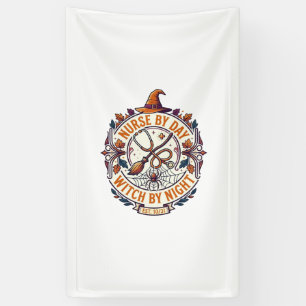 Nurse Day Witch Night Halloween Stethoscope Broom_ Banner