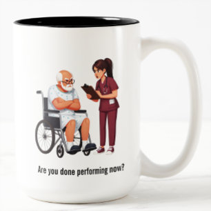 Nurse Dealing With Self Entitled Elderly Patient  Two-Tone Coffee Mug