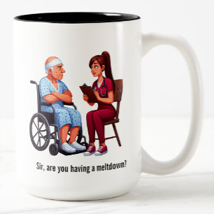 Nurse Dealing With Self Entitled Elderly Patient  Two-Tone Coffee Mug