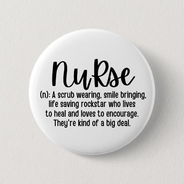 Nurse Definition 6 Cm Round Badge (Front)