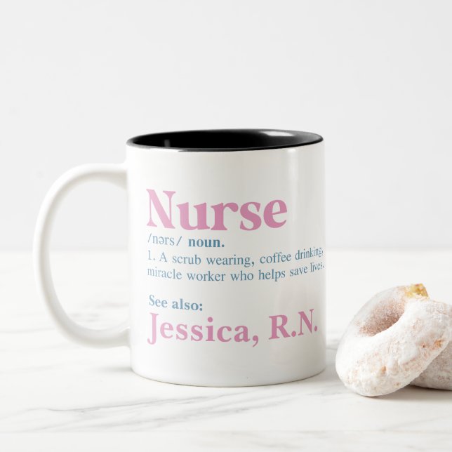 Nurse Definition Custom Name Coffee Mug (With Donut)