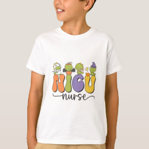 Nurse Dinosaur Halloween Pumpkin Neonatal Icu Dino T-Shirt