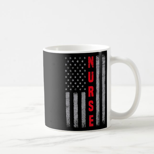Nurse Distressed American Flag Design Nursing Coffee Mug (Right)