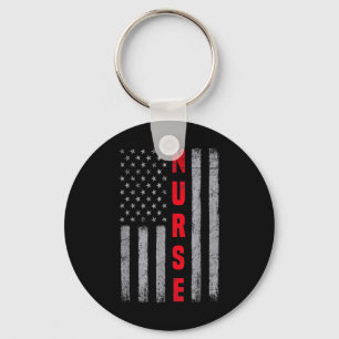 Nurse Distressed American Flag Design Nursing Key Ring