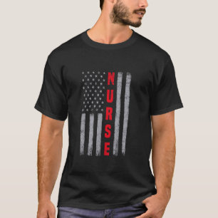Nurse Distressed American Flag Design Nursing Memo T-Shirt