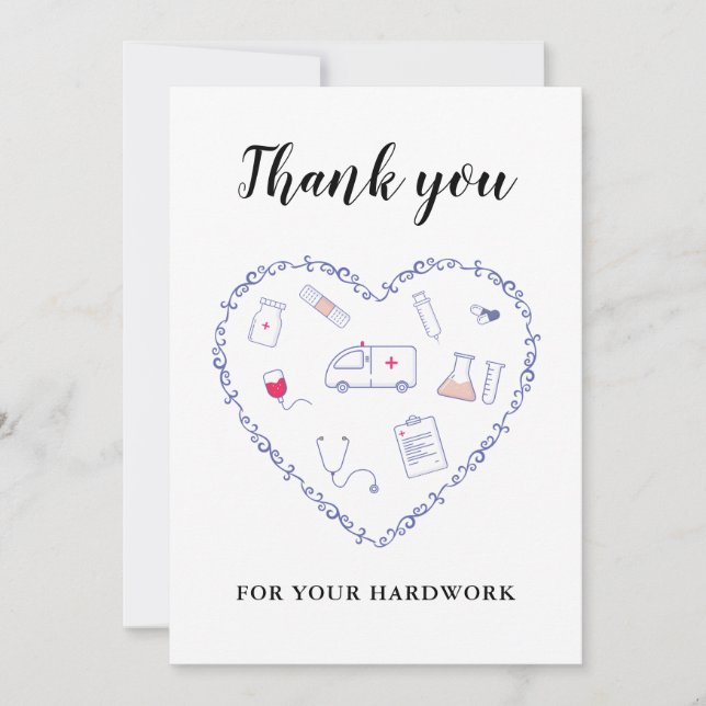 Nurse doctor appreciation week thank you Hardwork Card (Front)