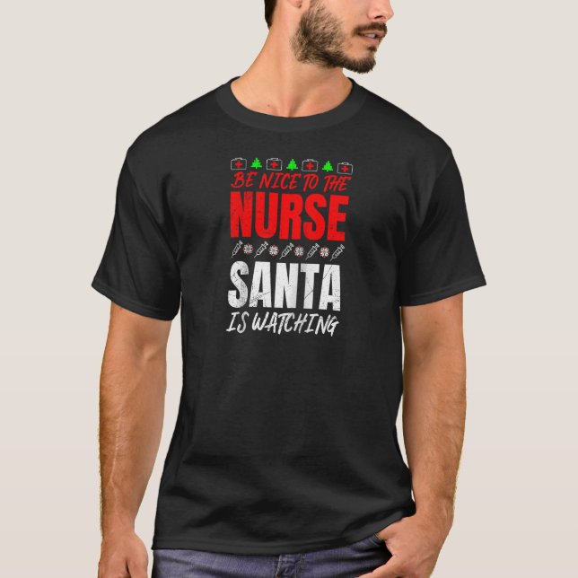 Nurse Doctor Christmas Be Nice Santa Claus Raglan  T-Shirt (Front)