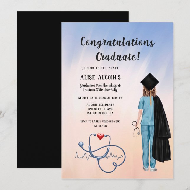 Nurse/Doctor Graduation Invitation (Front/Back)