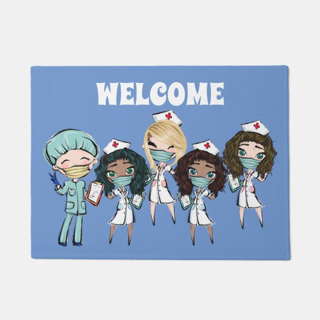 Nurse Doctor illustration welcome hospital clinic Doormat (Front)