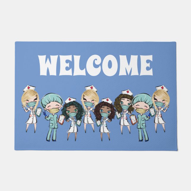 Nurse Doctor illustration welcome hospital clinic Doormat (Front)