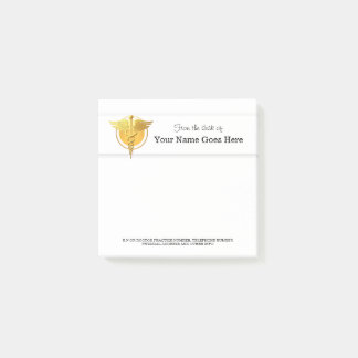Nurse Doctor Medical caduceus symbol gold white Post-it Notes