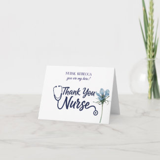 Nurse Doctor Medical flowre Stethoscope Nursing   Thank You Card