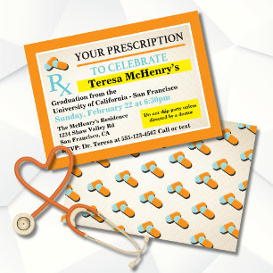 Nurse Doctor Medical Graduation Prescription label Invitation