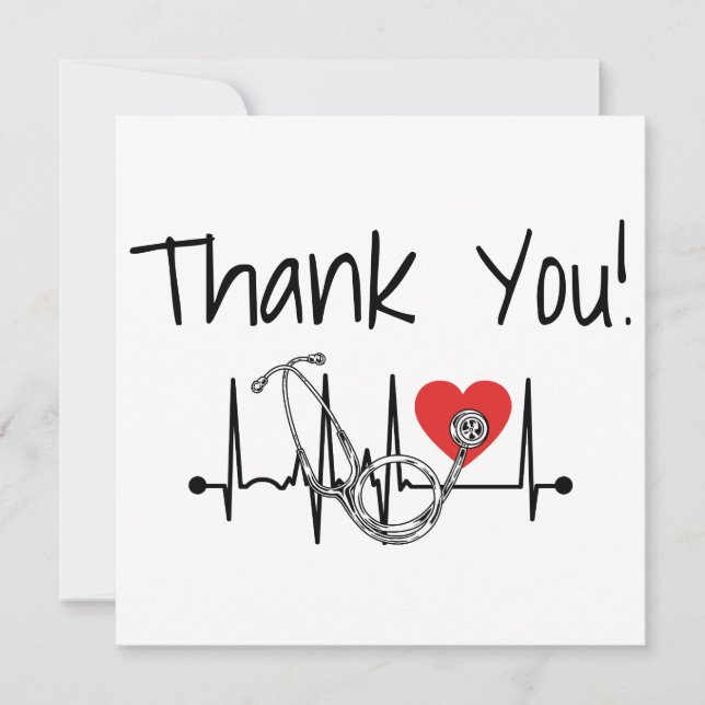 Nurse Doctor Medical Heart Stethoscope Nursing Thank You Card (Front)