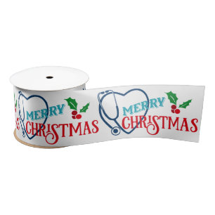 Nurse Doctor Medical Merry Christmas Stethoscope Satin Ribbon