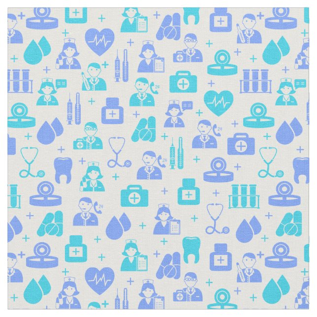 Nurse Doctor Medical Pattern Fabric (Close Up)