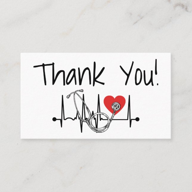 Nurse Doctor Medical Stethoscope Thank You Card (Front)