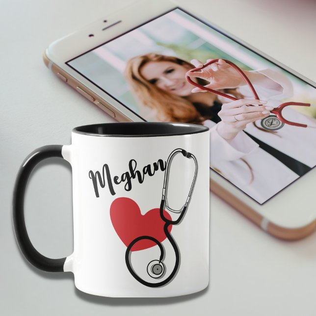 Nurse Doctor Name Heart Stethoscope Coffee  Mug (Creator Uploaded)