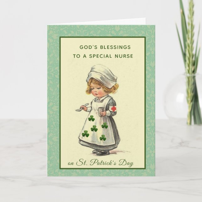 Nurse Doctor St. Patrick's Day Blessing Prayer Card (Front)