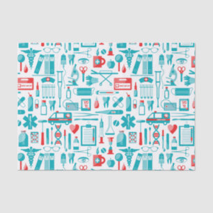 Nurse Doctor Staff Medical Equipment Pattern Tissue Paper