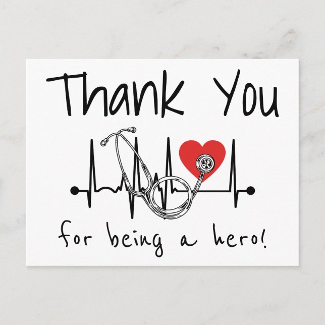 Nurse Doctor Stethoscope Nursing Health Thank You Postcard (Front)