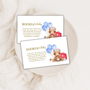 Nurse Doctor Teddy Bear Balloon Books Baby Shower Enclosure Card