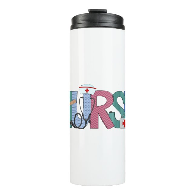 Nurse Doodle Life Heart Motivational Help Thermal Tumbler (Front)