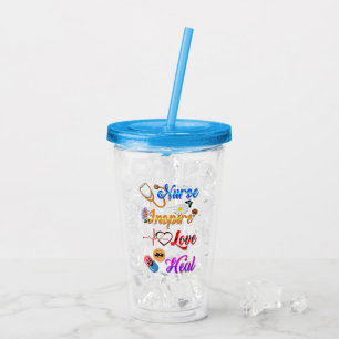 Nurse Drinkware Inspire Love Heal Med Therapist Acrylic Tumbler