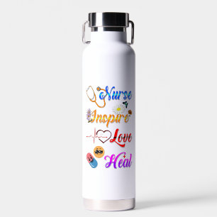 Nurse Drinkware Inspire Love Heal Med Therapist Water Bottle