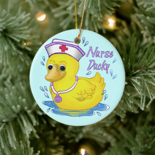 Nurse Ducky Ceramic Tree Decoration