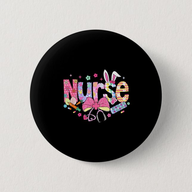 Nurse Easter Day Cute Coquette Stethoscope Nursing 6 Cm Round Badge (Front)