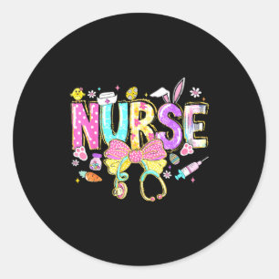 Nurse easter day cute coquette stethoscope nursing classic round sticker
