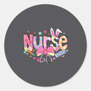 Nurse Easter Day Cute Coquette Stethoscope Nursing Classic Round Sticker