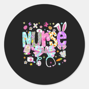 Nurse easter day cute coquette stethoscope nursing classic round sticker