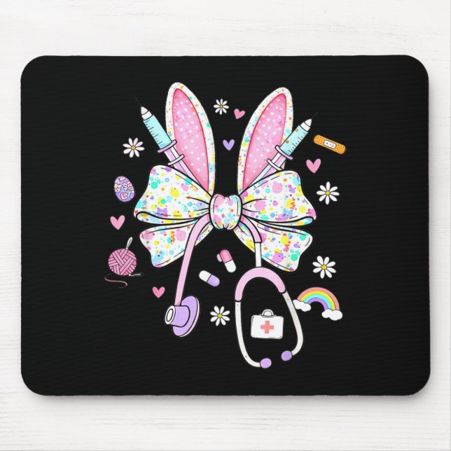 Nurse Easter Day Cute Coquette Stethoscope Nursing Mouse Mat (Front)
