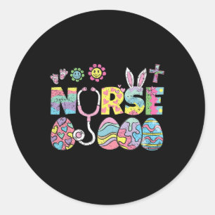 Nurse Easter Egg Hunting Spring Nursing Rn Men Wom Classic Round Sticker