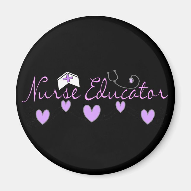 Nurse Educator Pink Hearts Design Magnet (Front)