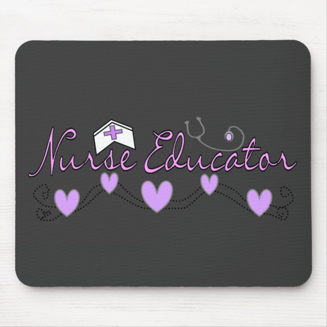Nurse Educator Pink Hearts Design Mouse Mat (Front)