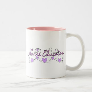 Nurse Educator Pink Hearts Design Two-Tone Coffee Mug