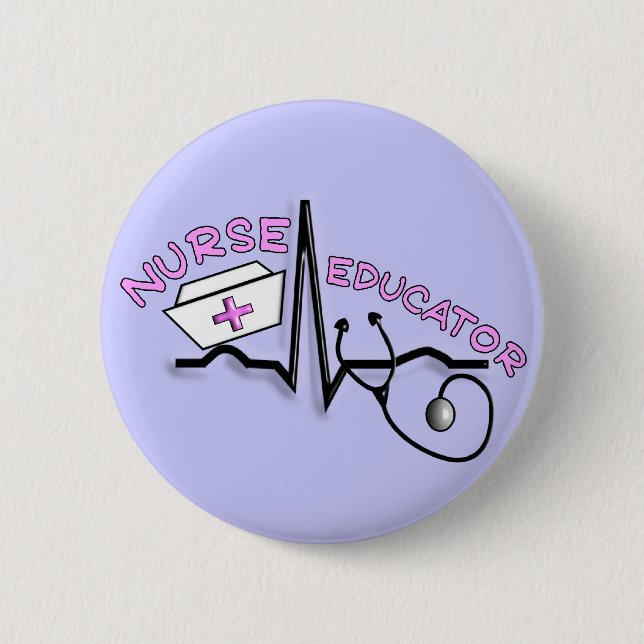 Nurse Educator QRS and Nurse Cap Design 6 Cm Round Badge (Front)