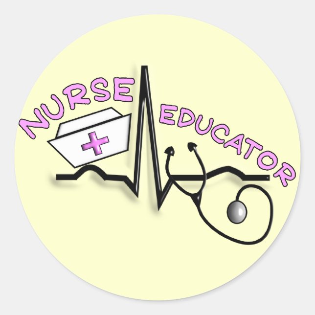 Nurse Educator QRS and Nurse Cap Design Classic Round Sticker (Front)
